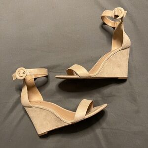 call it spring nude tan sandal wedge heels
